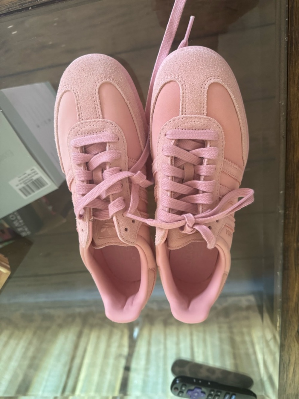 adidas  Samba Women’s Pink Suede-Trim Lace-Up Sneakers